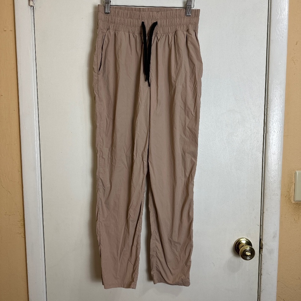H&M Sport Beige High Waisted Windbreaker Pants Women Size S